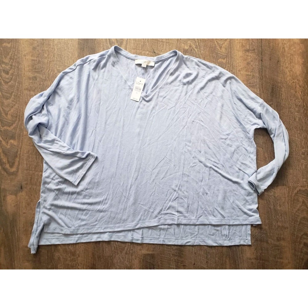 Womens XL LOFT Blue V Neck Spring Long Sleeve